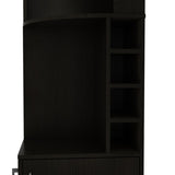 Syrah Corner Bar Cabinet, Eight Bottle Cubbies, Double Door, Two Open Shelves -Black B070P217879