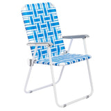 ZNTS 2pcs Steel Tube PP Webbing Bearing 120kg Folding Beach Chair Blue& White Strip 18794766