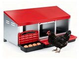 3-Compartment Chicken Nesting Box, Hot-Dipped Galvanized Iron Roll-Away Egg Collection Box, 21467062