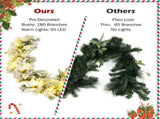 9ft Lifelike Christmas Garland Pre-Lit 50 Warm LEDs Timer 180 Tips Poinsettias Berries PVC/PE 93739249