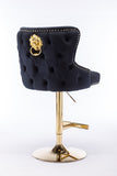 Hengming Velvet bar chair stool one-piece set, adjustable height, diamond lattice against the back W212P156698