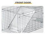 32" Live Animal Cage Trap, Heavy Duty Folding Raccoon Trap, Humane Cat Trap with Handle, Silver 79770301