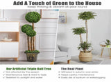 48 inch artificial UV resistant three ball tree plant, realistic PE leavesrattan, cement tank 71184543