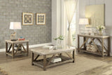 Industrial Style Angled Support 1pc End Table with Bottom Shelf Marble Top Creamy White Wooden B011P175698