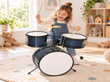 14" x 10" Kids 3-Drum Set, Poplar Wood Drum Kit with Electroplated Gem Blue Finish, Children's 13862619