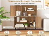 4-Tier Open Shelf Storage Cabinet with 2 Doors, 176 LBS Total Capacity for Entryway & Living 30250140