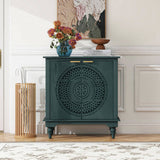 Hollow-Carved 2 Door Accent Cabinet Sideboard Buffet Storage Cabinet with Adjustable Shelf for W688P145774