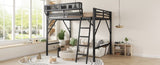 Queen Size Loft Bed with Ladder, Metal Queen Loft Bed with Storage Shelves, High Loft Bed for Kids W2580P316650