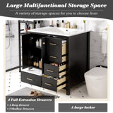 30'' Bathroom Vanity with Ceramic Sink Combo, Solid Wood Frame Bathroom Storage Cabinet, N710P194420B