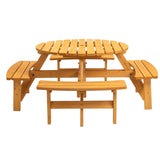 ZNTS 8 Person Wooden Picnic Table, Outdoor Camping Dining Table with Seat, Garden, DIY w/ 4 Built-in 11763279