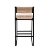 Honey Bar Stools Set of 2 Paper Rope Weave Dining Chairs with Back Hand Weave Stools for Kichen W1757138691