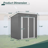 ZNTS 6'x4' Outdoor Metal Storage Shed for Garden Tools Lockable Door W2505P197225