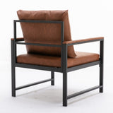 ZNTS Furniture,Modern Faux Leather Accent Chair with Black Powder Coated Metal Frame, Single Sofa for 77450041