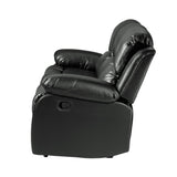 Comfortable Double Reclining Sofa 1pc Black Bonded Leather Match Solid Wood Plywood Frame Living B01166426