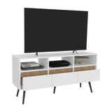 Aranjuez 47" Wide Tv Stand with Three Drawers, Three Open Shelves, Living Room, Tv Room White B070P254789
