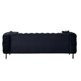 ZNTS Chesterfield Modern Tufted Velvet Living Room Sofa, 84.25''W Couch,Black W57947394