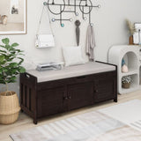 Storage Bench with 3 Shutter-shaped Doors, Shoe Bench with Removable Cushion and Hidden Storage 58461995