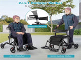 Foldable Rollator Walker with 8" Wheels Handbrake Storage Bag Cane Holder for Seniors & 64661488