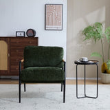 27.56" Modern Accent Chair with Plush Cushions, Minimalist Metal Frame, and Wooden Armrest Design N767P215306G