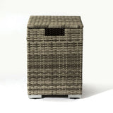 Beige Rattan Fire Pit Table with Tank Holder and Ceramic Tile Tabletop W853P202196
