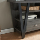 Tall TV Stand cabinet with two drawers on metal glides metal square knob handles and two divided B107P302101