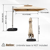10'X10' Square Cantilever Umbrella with Center Pole, Beige W1859P337786