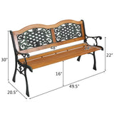 ZNTS 49" Garden Bench Outdoor Patio Park Chair Furniture Hardwood Slats Cast Iron Frame 40097071