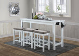 4pc Counter Height Dining Set White Finish Counter Height Table w Drawer Built-in USB Ports Power B011P151857