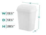 (2 pack)Kitchen Trash Can, 13 Gallon Plastic Garbage Bin with Swing Top Lid, White 08199863