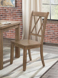 ZNTS Casual Brown Finish Side Chairs Set of 2 Pine Veneer Transitional Double-X Back Design Dining Room B01143556