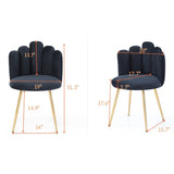 Modern Velvet Dining Chairs Set of 2, Woven Dining Chair with Golden Metal Legs, W1117P180621