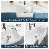 24 Inch White Fireclay Farmhouse Sink-24x 16 White Farm Sink for Small Kitchen and Laundry, Apron W1386P313111