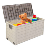 ZNTS 75gal 260L Outdoor Garden Plastic Storage Deck Box Chest Tools Cushions Toys Lockable Seat 98777319