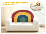 1pc Wooden Frame Armchair Kids Sofa, Rainbow Gradient Teddy Velvet 79752069