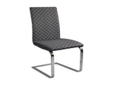 Sleek Contemporary Style Side Chairs Set of 2, Gray Faux Leather Diamond Pattern Stitching Chrome B011P220983