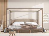 King Size Canopy Platform Bed with Headboard and Support Legs, Brown Wash WF309291AAD
