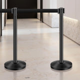 6 Pcs Crowd Control Stanchion Set ,with Retractable Belts, Black Stanchions Queue with Sand 23595160