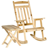 2 Pieces Wood Patio Bistro Set, Outdoor Rocking Chair Set with Armrests High Back Rocking Chair W2225142477