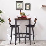 Bar Table Set with 2 Bar stools PU Soft seat with backrest, Rustic Brown, 23.62'' W x 23.62'' D x W1162104643