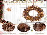 24" Pre-Lit Christmas Wreath - 35 Warm White LEDs6 Pine Cones, 105 Branch Tips 32688363