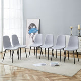 Comfortable Linen-Cotton Dining Chair Set - Six Pieces in Light Gray.Integrated Seat and W1512P360049