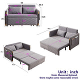 MH 54" Modern Convertible Sofa Bed with 2 Detachable Arm Pockets, Velvet Loveseat Multi-position W1193P254887