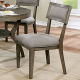 ZNTS Rustic Grey Solid wood 2pc Dining Chairs Fabric Upholstered Seat Back Curved Dining Room Furniture B011107813