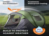 4 Person Pop Up Tent for Camping, Waterproof Instant Family Tent with Front Awning, Automatic Tent 88356143