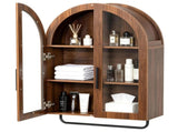 Arched Ceiling 2 Glass Doors 3 Shelves Bathroom Vanity MDF Melamine-Faced Bathroom Vanity with Towel 72083744