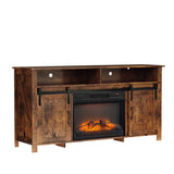 58" Weathered Barn Door Fireplace TV Stand for 23" Insert, Sliding Track 84621261
