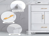 48" White Bathroom Vanity , Abundant Storage Cabinet -4 Soft close doors and 4 drawers W3133P389806