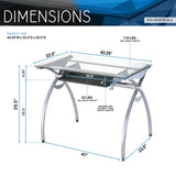 ZNTS Clear Glass Top Computer Desk with Pull Out Keyboard Panel, Clear 19050229