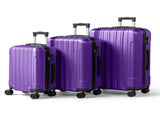 ABS Trolley Case 20in 24in 28in 3PCS Suitcase Set Vertical Striped Frosted Case Suitcase Purple 89769441