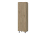 Vernon Slim Storage Cabinet with 4-Tier Shelf and Broom Hangers, Natural Oak B097P474304